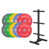 Zestaw obciążeń olimpijskich BUMPER COLOR 150 kg + stojak UNDERFIT