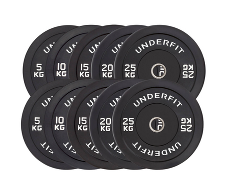 Zestaw obciążeń olimpijskich UNDERFIT BUMPER BLACK 150 kg