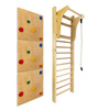 Drabinka gimnastyczna LEON 195x80 drewniana + drążek + ścianka wspinaczkowa