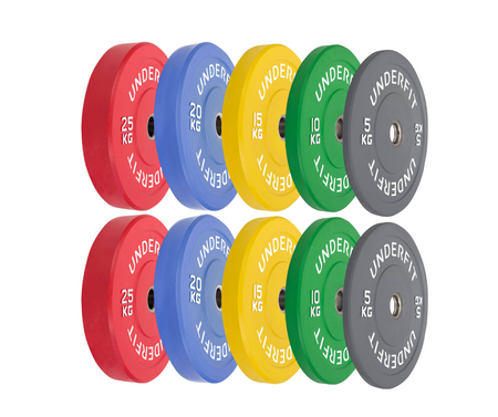 Zestaw obciążeń olimpijskich UNDERFIT BUMPER COLOR 150 kg