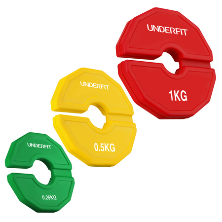Zestaw talerzy progresywnych UNDERFIT 2 x 0,25 - 1 KG (3,5 KG) do gryfu 