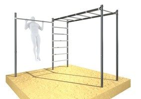 Drabinka gimnastyczna ogrodowa pozioma i pionowa z drążkiem OCYNK Street workout UNDERFIT UF9886