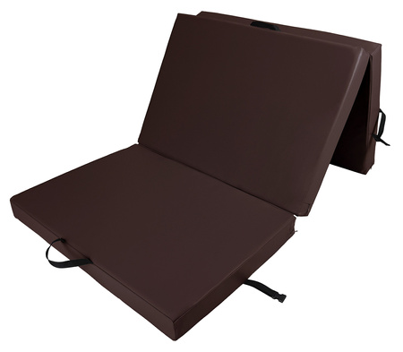 Materac gimnastyczny składany trzyczęściowy UNDERFIT 210 x 100 x 10 cm brązowy