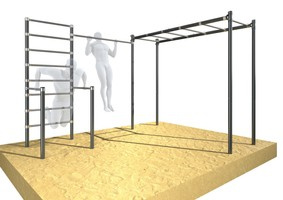 Drabinka gimnastyczna ogrodowa z drążkiem i poręczami OCYNK Street workout UNDERFIT UF9890