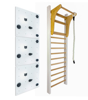 Drabinka gimnastyczna LEON 230x80 biała + drążek + ścianka wspinaczkowa