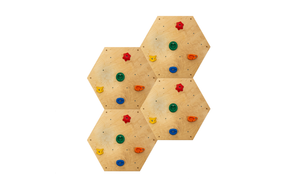 Zestaw sześciokątna ścianka wspinaczkowa drewno 4x płyta + uchwyty UNDERFIT