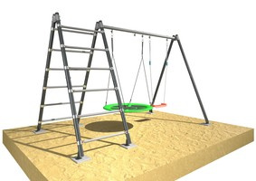 Stelaż do huśtawki ogrodowej UNDERFIT podwójny z drabinką