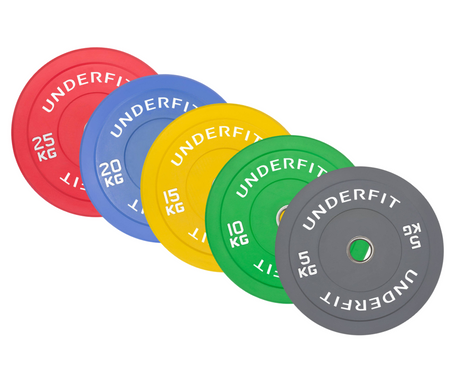 Zestaw obciążeń olimpijskich UNDERFIT BUMPER COLOR 150 kg