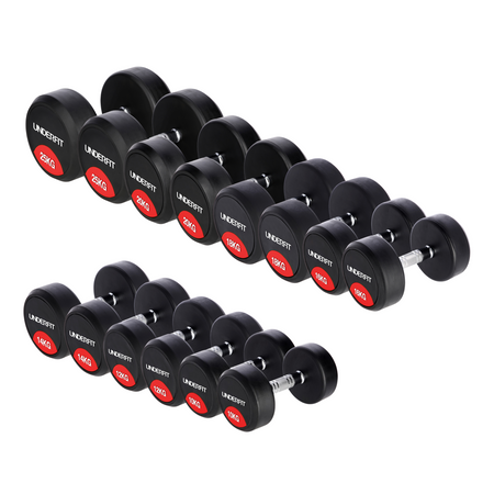 Zestaw hantli gumowanych UNDERFIT 2 x 10 - 25 kg 7 par (230 kg) siłownia