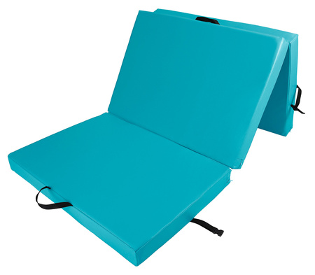 Materac gimnastyczny składany trzyczęściowy UNDERFIT 210 x 100 x 10 cm turkusowy