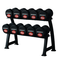 Zestaw hantli gumowanych 2 x 4-20 kg 5 par (120 kg) UNDERFIT + stojak