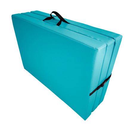 Materac gimnastyczny składany trzyczęściowy UNDERFIT 210 x 100 x 10 cm turkusowy