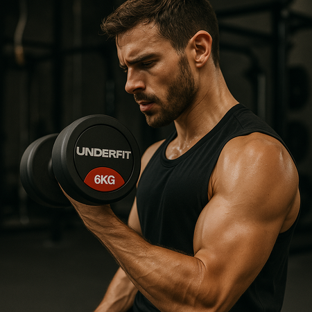 Hantla gumowana 14 kg UNDERFIT do ćwiczeń siłowych fitness