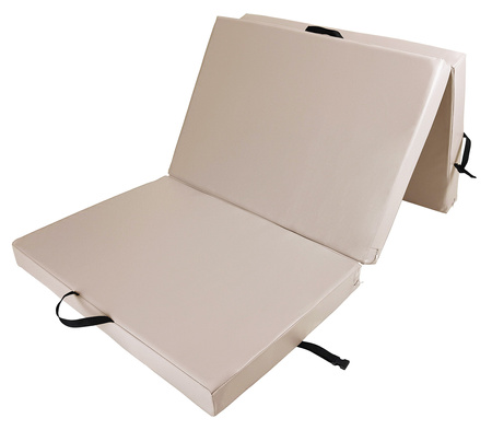 Materac gimnastyczny składany trzyczęściowy UNDERFIT 210 x 100 x 10 cm beżowy