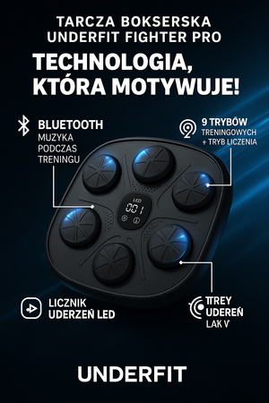 Elektroniczna tarcza bokserska UNDERFIT Pro bluetooth z muzyką i rękawicami