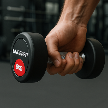 Hantla gumowana 14 kg UNDERFIT do ćwiczeń siłowych fitness