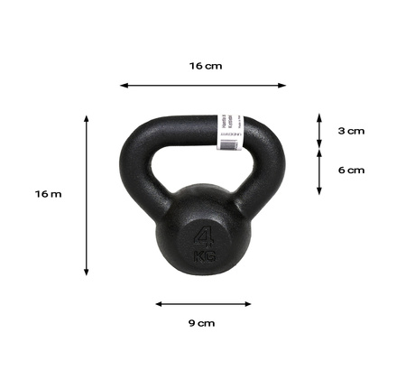 OUTLET Kettlebell żeliwny czarny UNDERFIT 4 kg