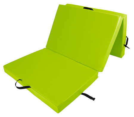 Materac gimnastyczny składany trzyczęściowy UNDERFIT 210 x 100 x 10 cm seledynowy