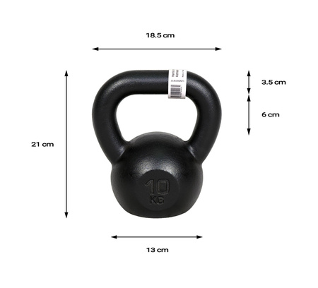 Kettlebell żeliwny czarny UNDERFIT 10 kg