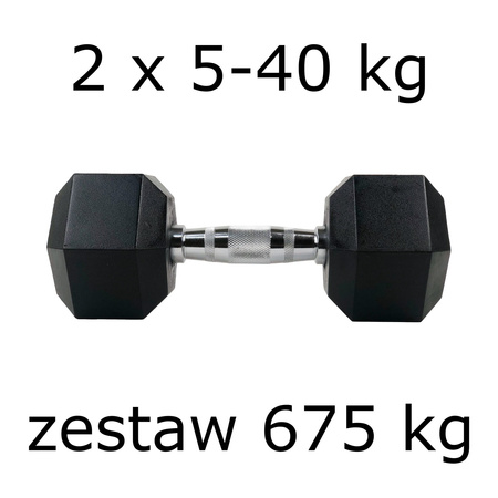 Zestaw hantli hex UNDERFIT 2 x 5-40 kg (675 kg)