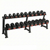 Zestaw hantli gumowanych 2 x 5-30 kg - 10 par (330 kg) UNDERFIT + stojak