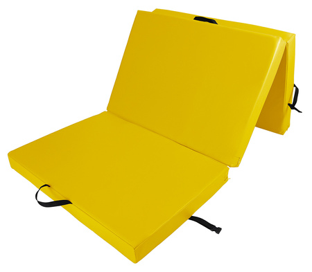 Materac gimnastyczny składany trzyczęściowy UNDERFIT 210 x 100 x 10 cm żółty
