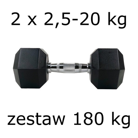 Zestaw hantli hex UNDERFIT 2 x 2,5-20 kg (180 kg)