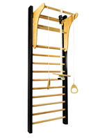 Drabinka Gimnastyczna Leon 220 x 80 cm czarna + drążek + huśtawka + uchwyty