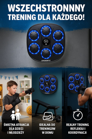 Elektroniczna tarcza bokserska UNDERFIT Pro bluetooth z muzyką i rękawicami