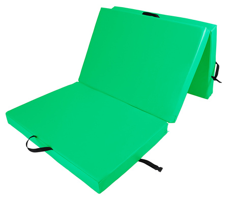 Materac gimnastyczny składany trzyczęściowy UNDERFIT 210 x 100 x 10 cm zielony
