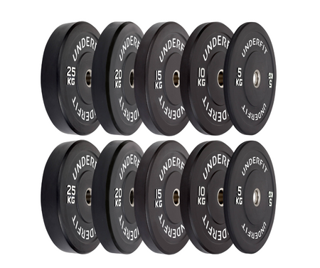 Zestaw obciążeń olimpijskich UNDERFIT BUMPER BLACK 150 kg