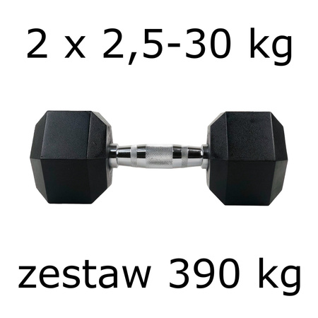 Zestaw hantli hex UNDERFIT 2 x 2,5-30 kg (390 kg)