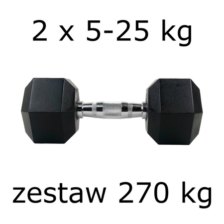 Zestaw hantli hex UNDERFIT 2 x 5-25 kg (270 kg) 