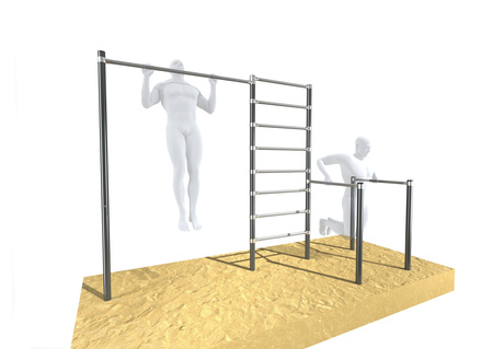 Drążek ogrodowy do podciągania z poręczami i drabinką OCYNK Street workout UNDERFIT UF9881