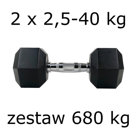 Zestaw hantli hex UNDERFIT 2 x 2,5-40 kg (680 kg)