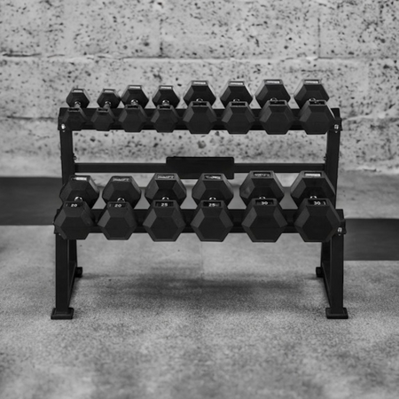 Zestaw hantli HEX 2 x 5-30 kg 7 par (245 kg) UNDERFIT + stojak Siłownia