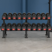 Zestaw hantli gumowanych 2 x 2-20 kg - 10 par (220 kg) UNDERFIT + stojak