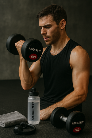 Hantla gumowana 14 kg UNDERFIT do ćwiczeń siłowych fitness